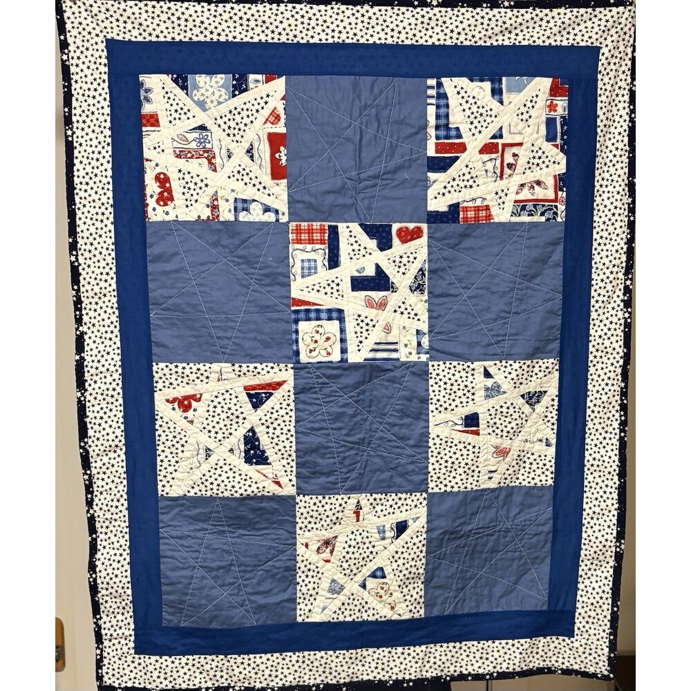 Project Linus Kids Patchwork Quilt 45x65 Star Country Americana Cotton Patriotic